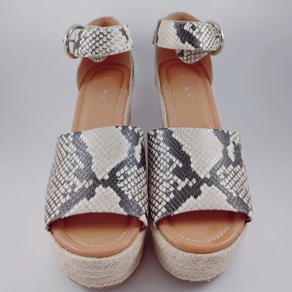 Ninewest Snakeskin Print Wedge Platform Sandal